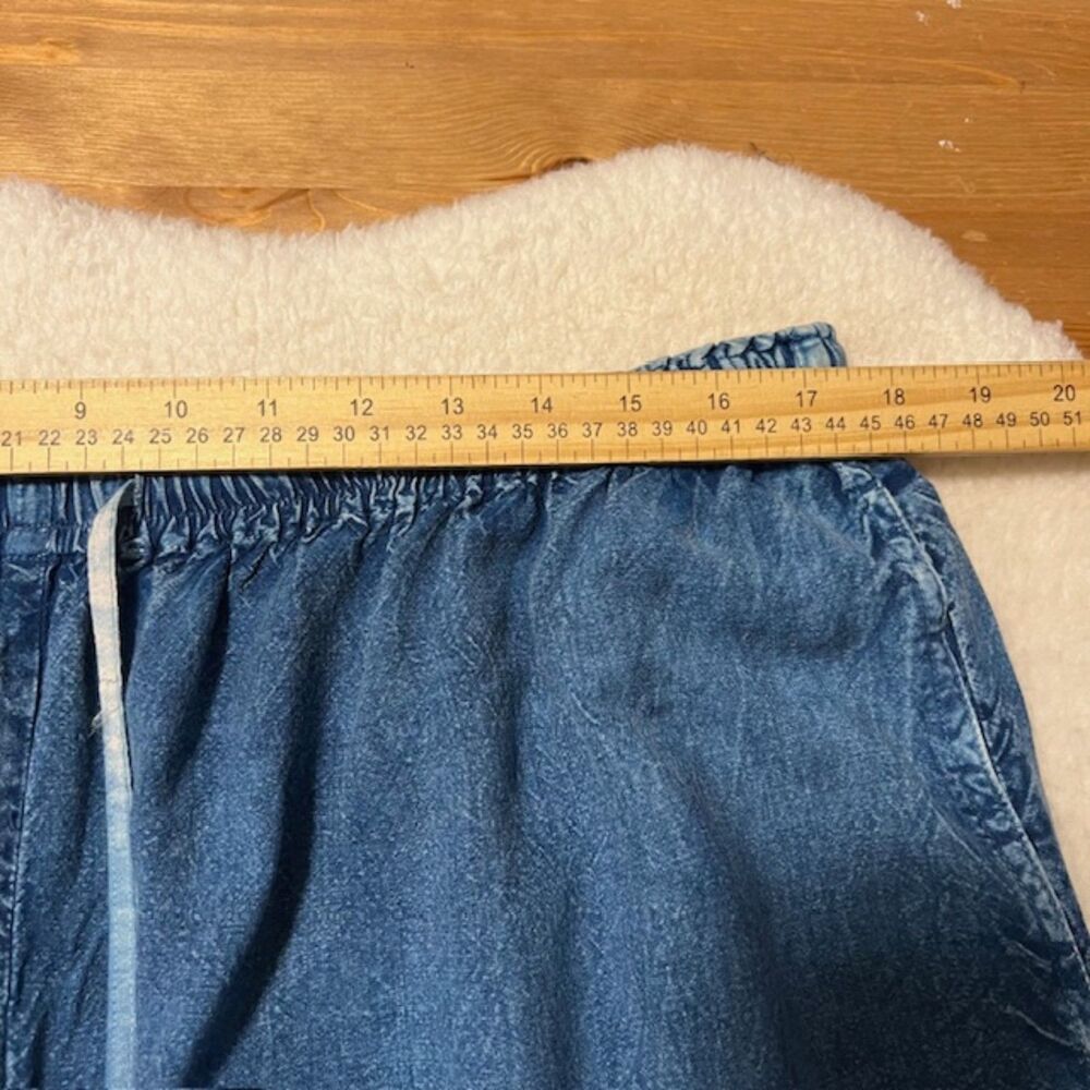 Raya Sun Womens Blue Chambray Cropped Cotton Rayon Pant Set Elastic Waist Sz 2X - Picture 8 of 14